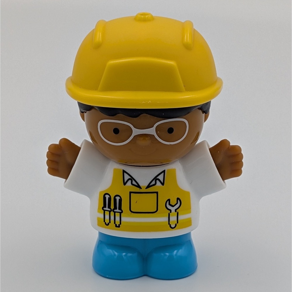 Playgo Mini Wheels Construction Worker Figure 2.75" White Glasses Hard Hat